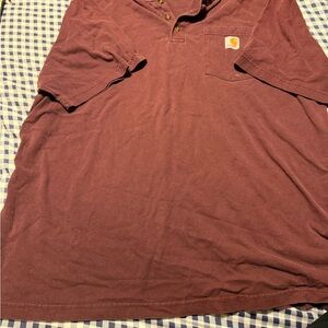 Carhartt Burgundy Henley Short Sleeve Shirt